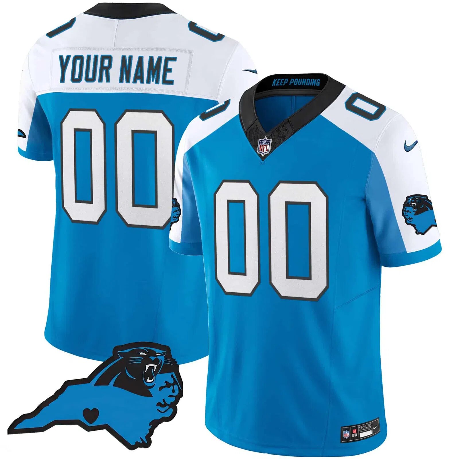 Men Carolina Panthers Light Blue 2024 Nike Vapor Limited Custom NFL Jersey